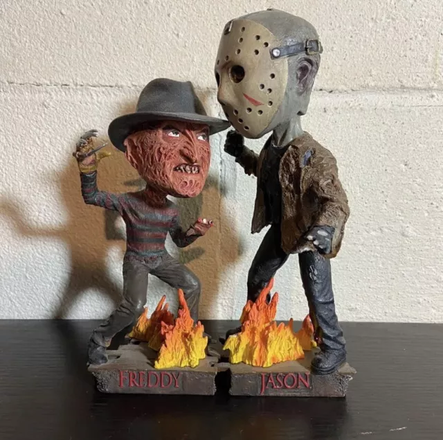 DAMAGED Freddy Vs. Jason Head Knocker Neca Bobble Head Set Of 2 New Line Cinema