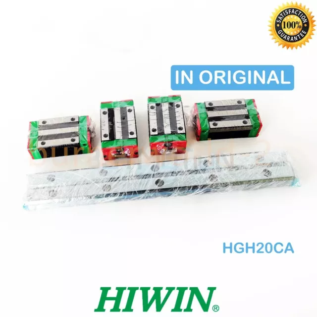 HIWIN 2PCS HGR20 Linear Guide Rail 200~2000mm + 4PCS HGH20CA Slide Blocks CNC