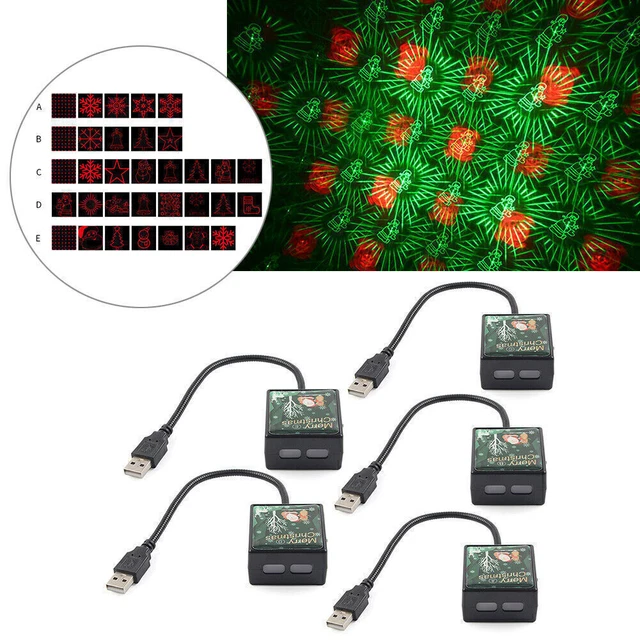 Lampada Natale USB Tetto Auto Atmosfera Proiettore LED Luce Notturna Auto Interno