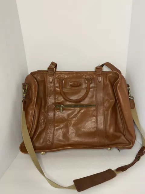 DAKOTA TUMI Exc Patina Tan Leather Duffle Bag Travel Carry On Satchel Key  SALE!
