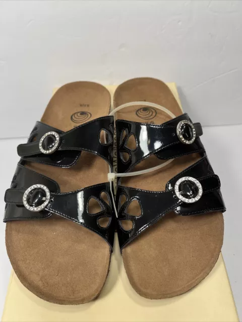 Euro Wellness Sabrina Black Slide On Sandals Women's Size 8.5/9 NEW
