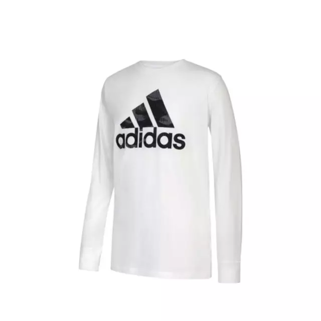 Adidas Boys Long Sleeve White Cotton T-Shirt Size Medium