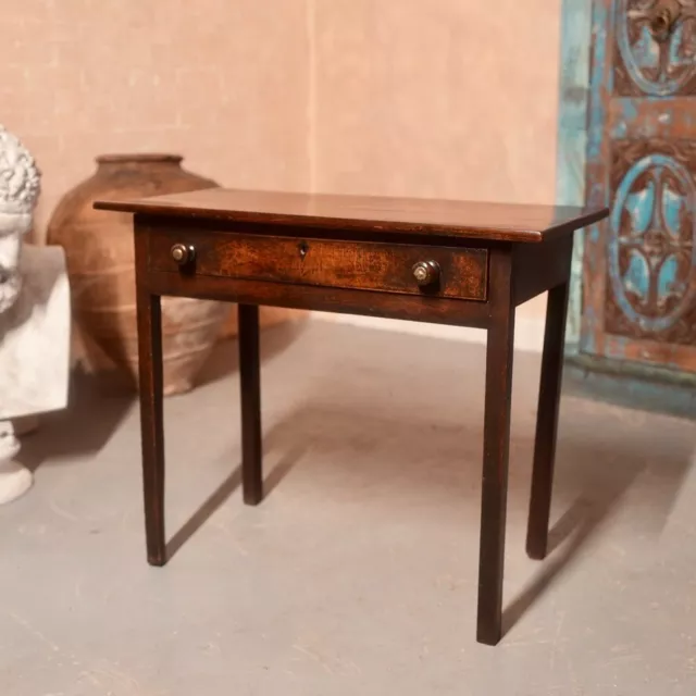 18th Century Oak Writing Table Desk Georgian Provincial Crossbanded Antique