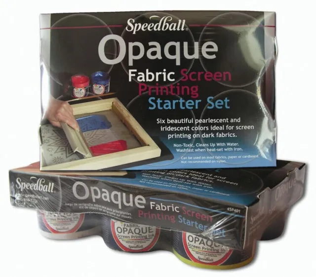 Speedball Screen Printing Textile Ink Starter Set of 6 - OPAQUE - for fabrics