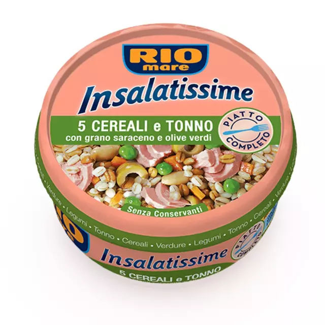 INSALATISSIME RIOMARE 5 CEREALI E TONNO 220gr GRANO SARACENO E OLIVE FORCHETTINA