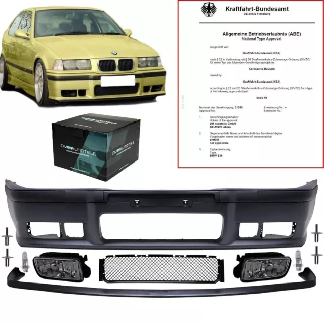 *ABE* Stoßstange SPORT+GT Lippe+ Nebel Black passt für BMW E36 auch M3 M +Nieten