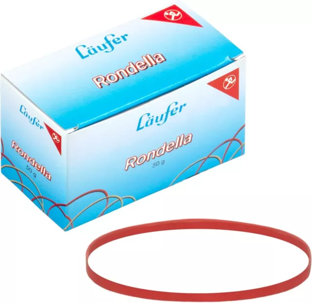 Läufer RONDELLA Gummibänder im Karton 50 g 80 x 2 mm rot