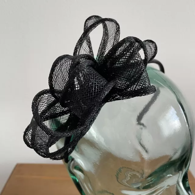 Black Fascinator Bow Headband Wedding Races Occasions