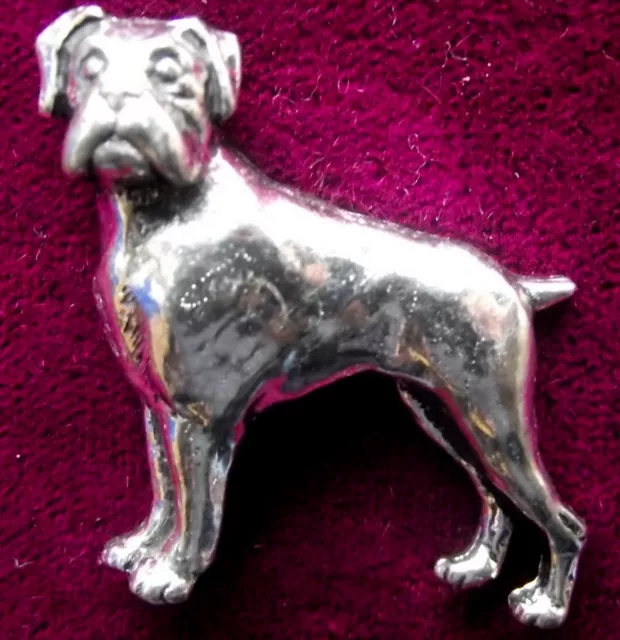 Pewter Boxer Dog Brooch Pin  Signed