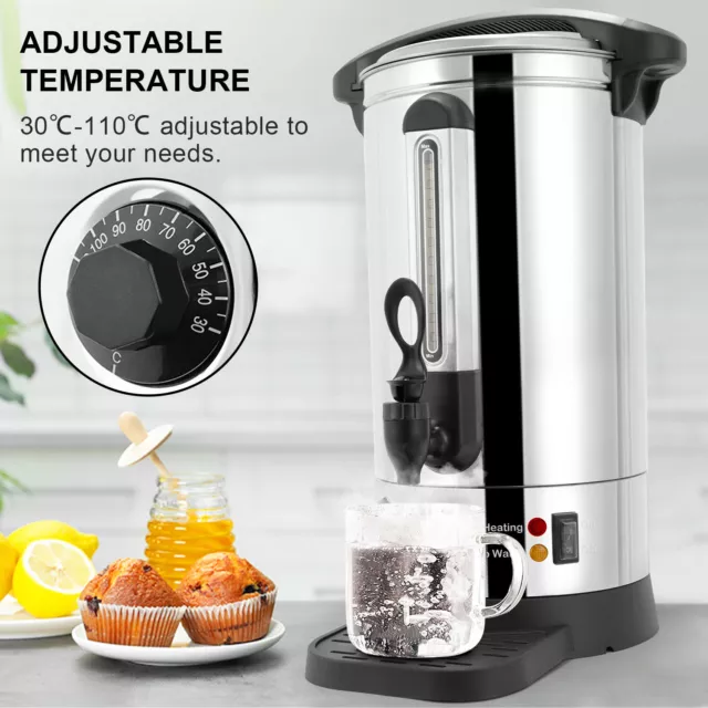 10L Commercial Catering Kitchen Hot Water Boiler Coffee Stainless Steel 1500W