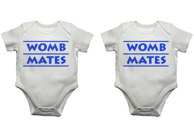 Twins Toddler Vests Bodysuits Grow Womb Mates Boys Baby shower gift Set of 2