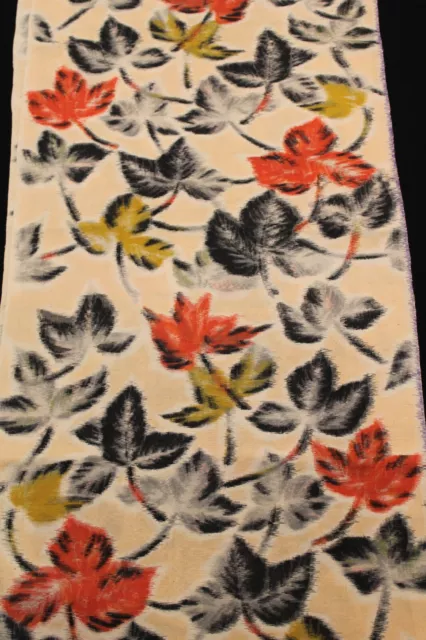 f-240 antique silk meisen kimono fabric -ivy leaves - 14" x 60"