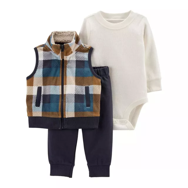 Baby Boy Carter's 3-Piece Plaid Vest Bodysuit Set/12 Months