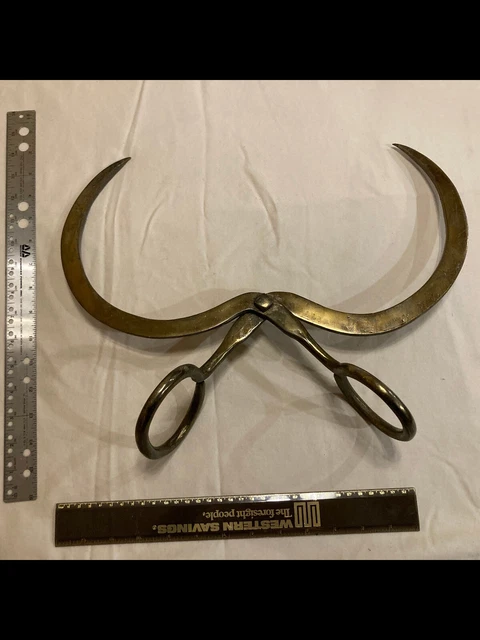 Antique Vintage Ice Block Holder Tongs Bronze Rustic Barn Decor