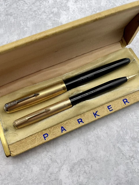 VINTAGE PARKER 51 Fountain Pen Pencil Set Vacumatic Gf Caps 14K F £94. ...