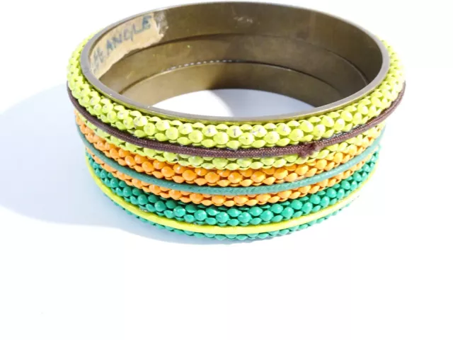 Lee Angel Neiman Marcus Women's Mesh Dot Bangle Set 3 Bracelet NWT 195 RAINBOW 2