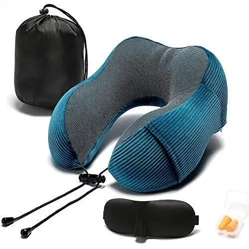 Travel Pillow, Memory Foam Neck Pillow with 360-Degree Head Support Comfortable