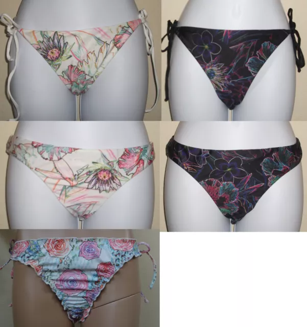 NWT HURLEY swim tie side or hipster white or black floral bikini bottom, XS,M,L