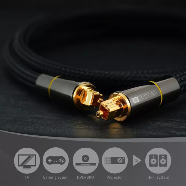1,5m-3m Toslink Premium Kabel Nylon Metallstecker Optisches Digital SPDIF Audio