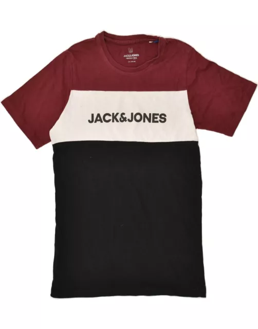 JACK & JONES Boys Graphic T-Shirt Top 15-16 Years Black Colourblock Cotton AV10