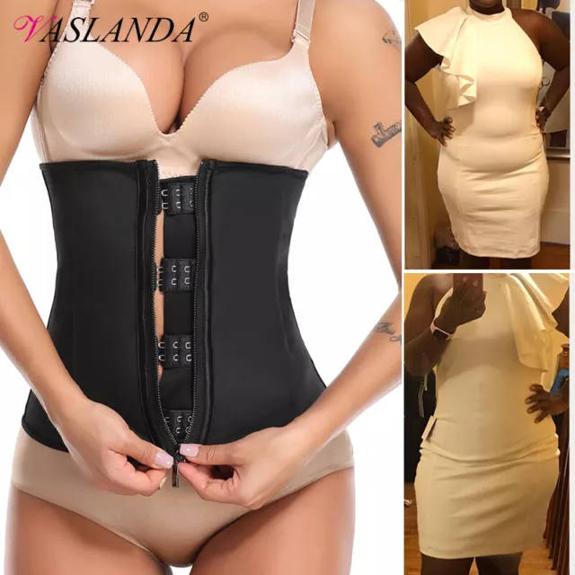 Women's Latex Zip Waist Trainer Body Shaper Corset Tummy Control Girdle Slimming