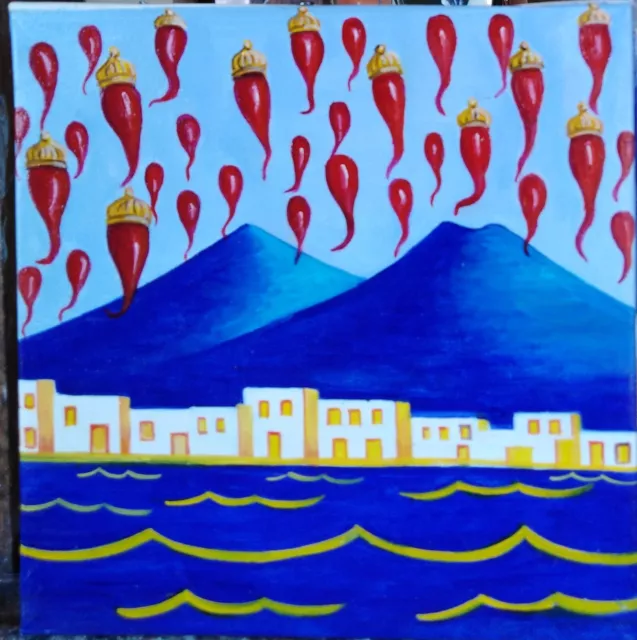 NAPOLI POP ,OLIO SU TELA 20 x 20 CM DIPINTO A MANO MADE IN ITALY