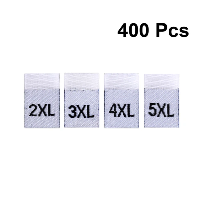 400 PIEZAS Etiquetas de ropa Etiquetas de tamaño plegadas Pegatinas Collar
