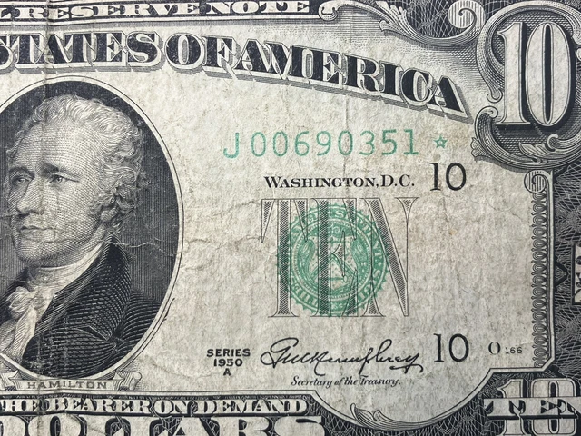 1950-A $10 TEN DOLLAR *STAR* ~ FEDERAL RESERVE NOTE ~ Kansas City, MO ~ SCARCE