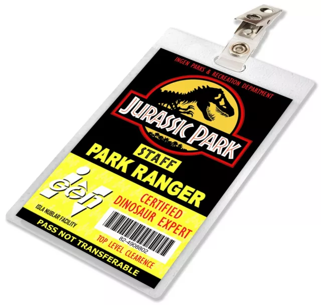 Jurassic Park World Dinosaur Ranger ID Badge Name Tag Card Costume Cosplay Prop