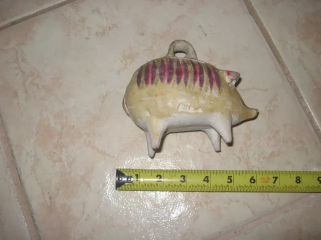 Vintage Chalk Ware Hand Painted Piggy Pig Coin Bank Made In Mexico