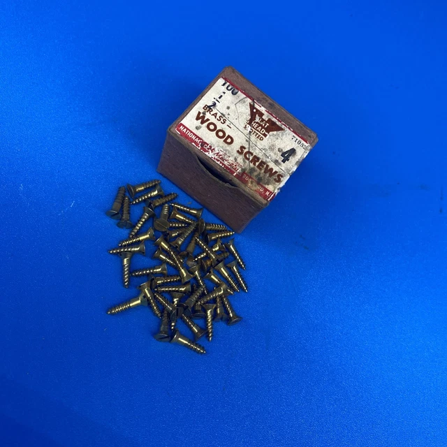 National Lock Co. NOS Vintage Flat Head Wood Screws Brass 44 Quant 1/2 4
