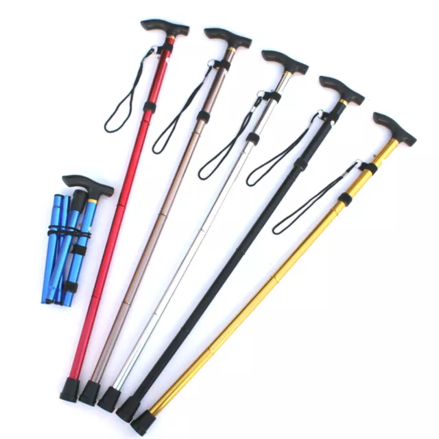 Aluminium Alloy Folding Cane Portable Hand Walking Stick Trekking Hiking L4E8 3