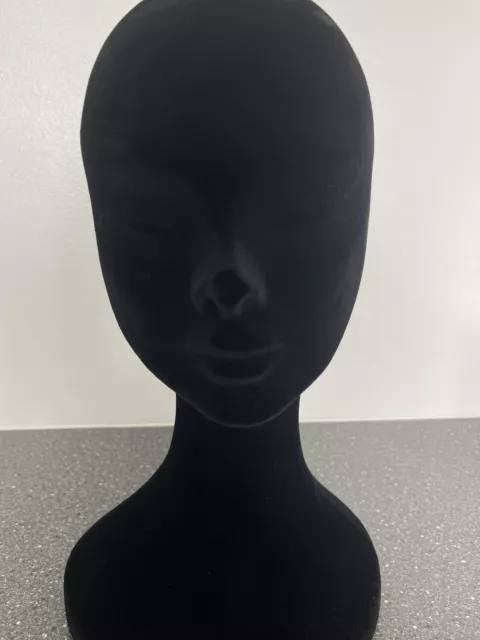 Mannequin Display Head Polystyrene/Black Felt Female Great Condition!