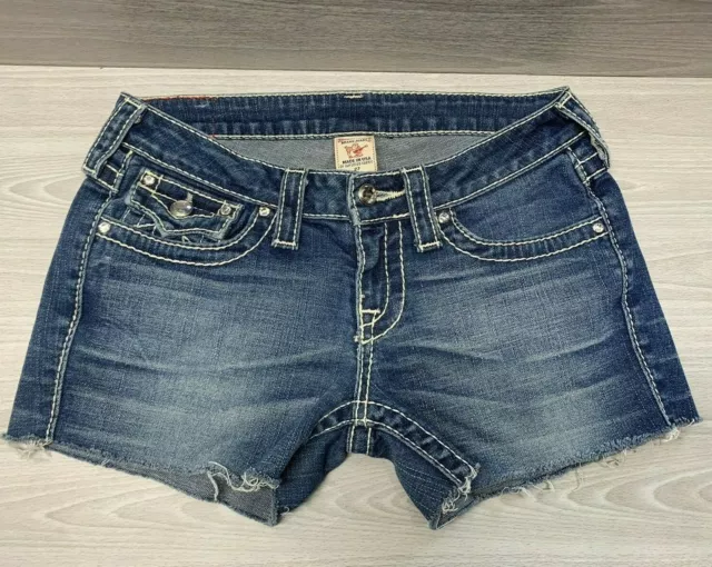 True Religion Joey Big T Cut-Off Denim Shorts Women's Size 27