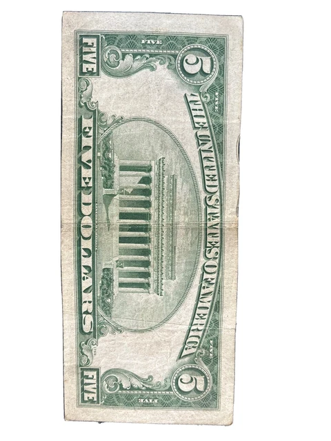 Five Dollar $5 Bill Red Seal Star Small Note Series 1928-E US Currency