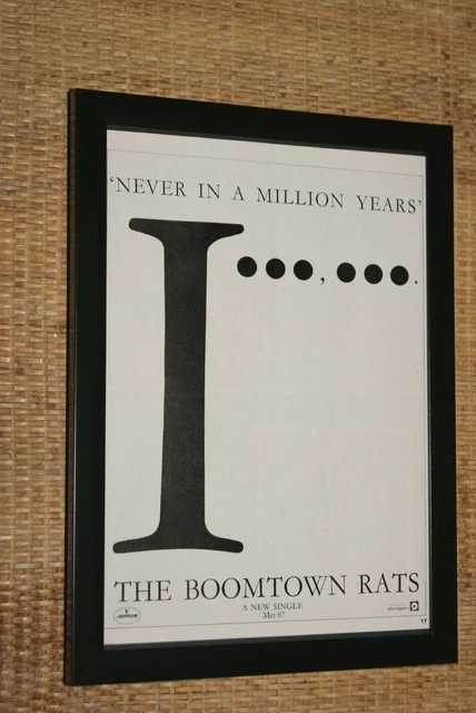 BOOMTOWN RATS FRAMED A4 1981 `million years` SINGLE original band promo ...
