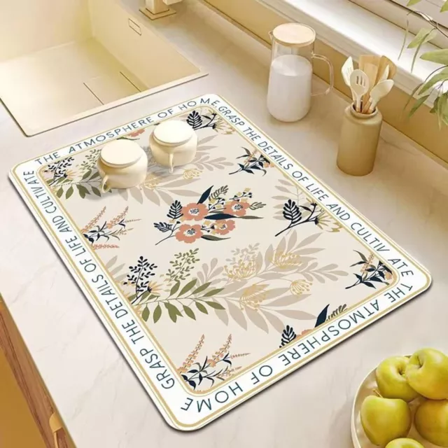 Kitchen Drying Mat Absorbent Tableware Draining Pad Printed Placemat Decoraction