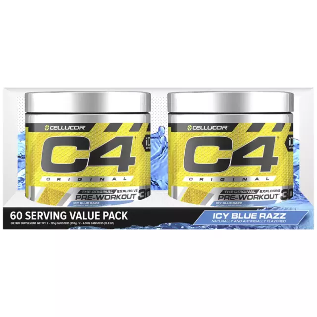 2 x 180g Cellucor C4 ID Series 60 Serve Pre Workout Supplement Icy Blue Razz USA