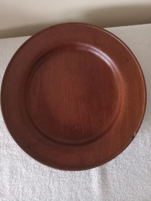 Vtg Large Charger Plate Teak Wood Danish Modern Mid Century 14in. Centerpiece