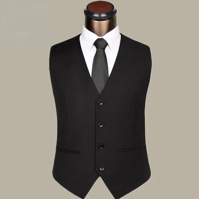 Uomo Abito Gilet Monopetto senza Maniche Casual Formale Matrimonio
