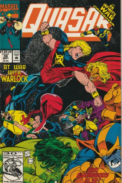 Quasar # 38 Infinity War Crossover Thanos Marvel 1992 Fn+/Vf-