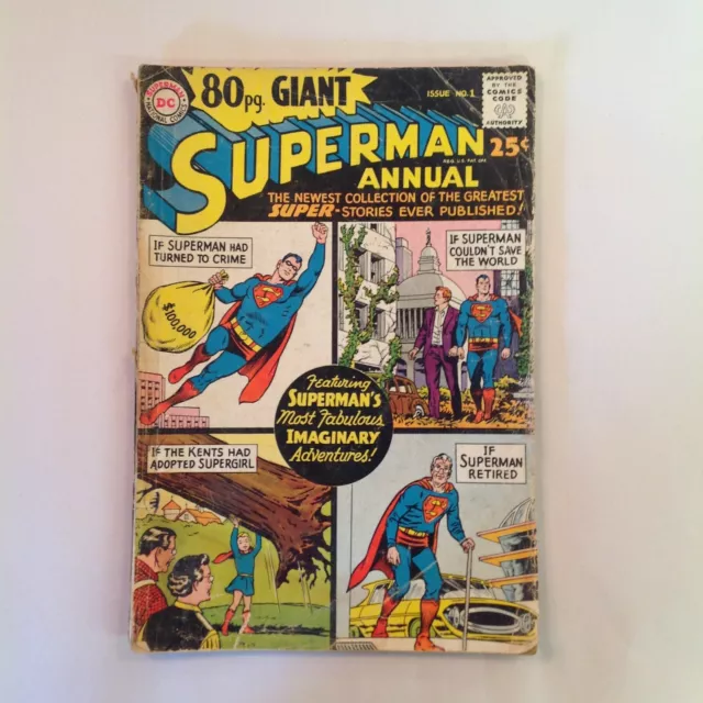 Vtg 1964 DC Comics Superman Annual Issue 1 80 Page Giant Silver Age Imaginary
