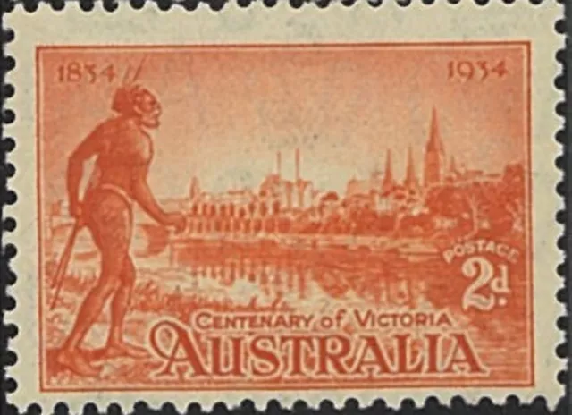 1934 Australian Last MNH Type A/B Perf Variety Pair 2d Victoria Centenary Stamps