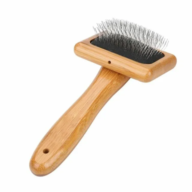 Premium Pet Bamboo Wood Cushion Slicker Brush for Cats & Dogs Grooming Remove De