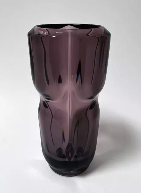Sklo Union Rudolfova Hut Amethyst Art Glass Vase Mid Century Modern Czech 13139