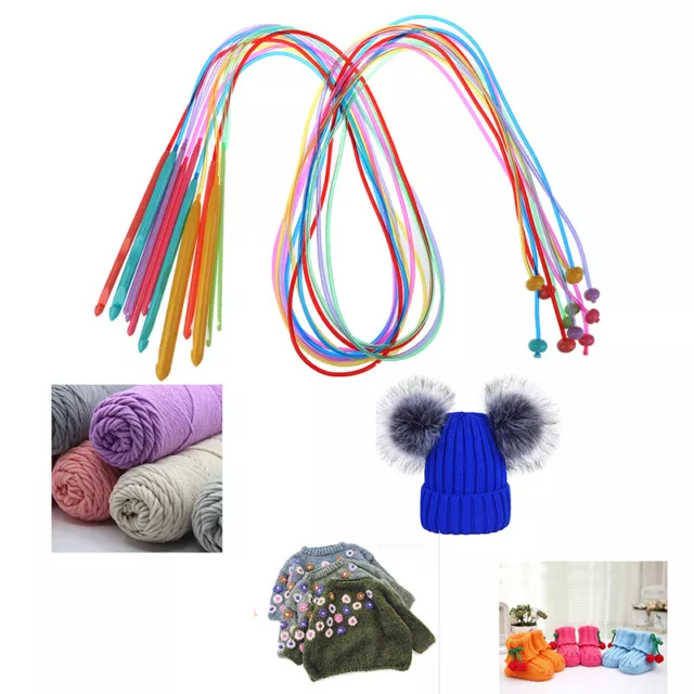 12pcs Plastic Flexible Afghan Tunisian Crochet Hooks Weave Needles 3.5 N J^I HY2