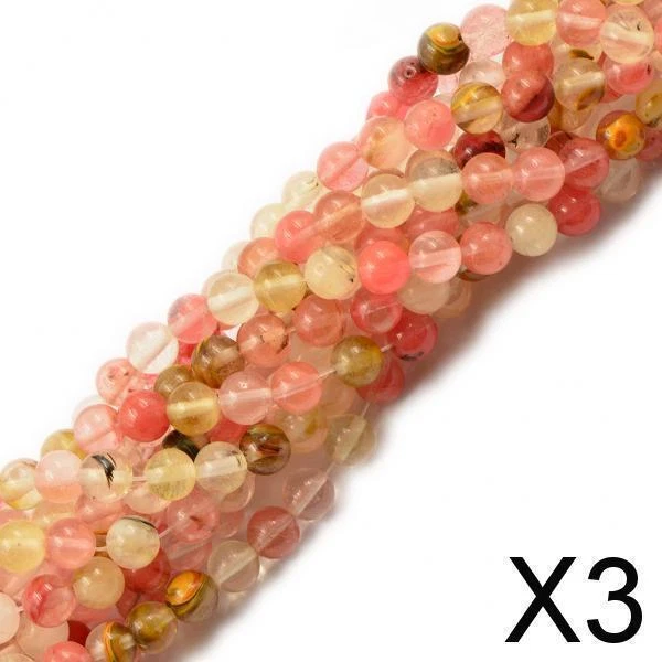 3X 8 Mm Tourmaline Gemstone Bijoux DIY Craft Making Perles Lâches Rondes 15 ''