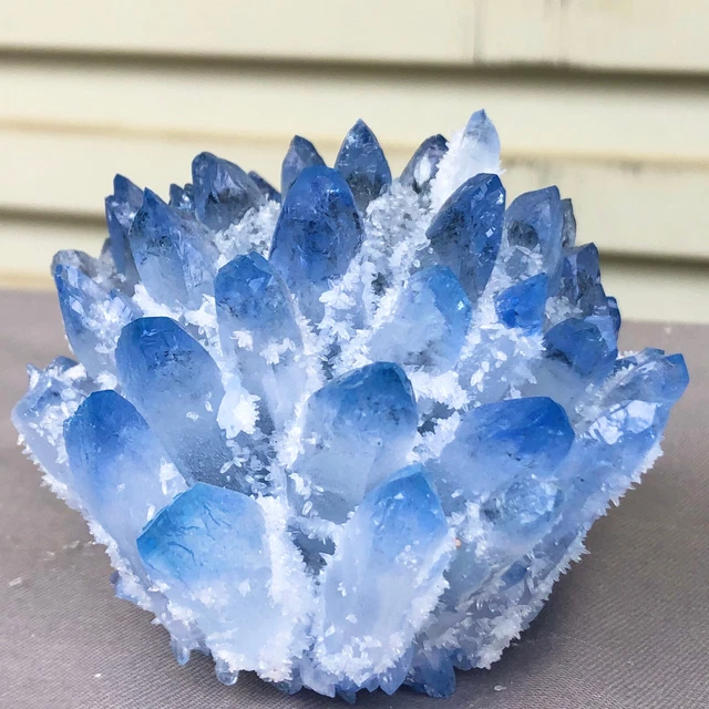 366g  New Find blue Phantom Quartz Crystal Cluster Mineral Specimen Healing