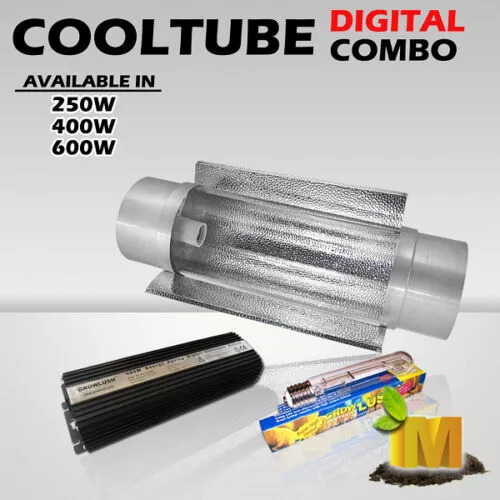 6"(150mm) Cool Tube 600w Digital Ballast HPS MH grow light Combo kit Hydroponics