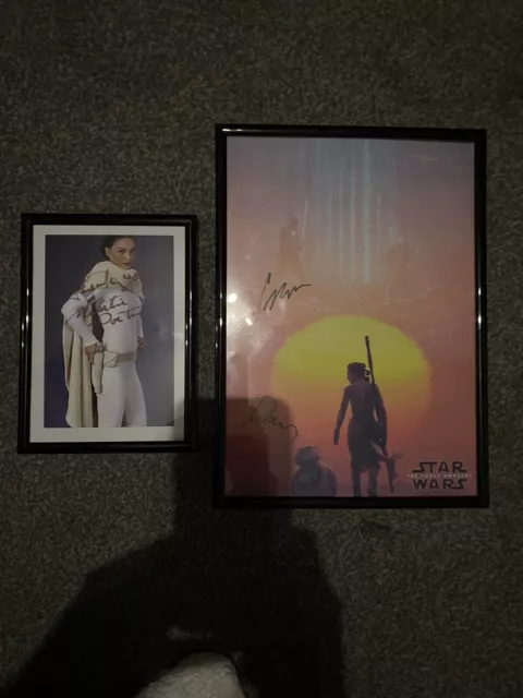 X2 star wars hand signed autograph daisy ridley john boyega Natalie Portman